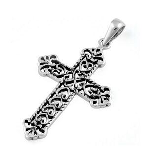Sterling Silver Hearted Cross Necklace Pendant New